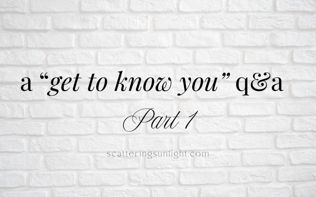 a “get to know you” q&a |part&nbsp;1|
